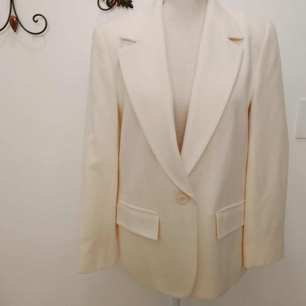 Vintage Pendleton Off White/Cream/Ivory Wool Jacket Size 8 Petite